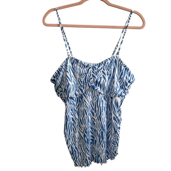 NWT Diane Von Furstenberg for Target Blue White Adjustable Straps Tank Top Sz XL - Picture 1 of 9